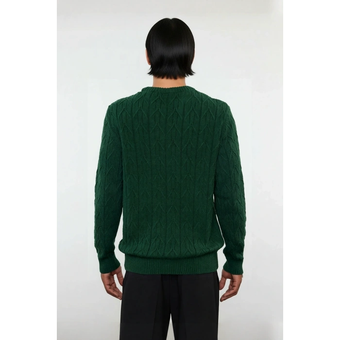 Erkek Regular Kalıp Bisiklet Yaka Dokulu Triko Kazak Casual Günlük Stilinize Rahat Dokunuş