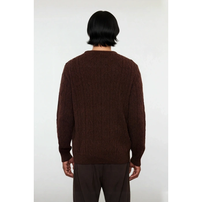 Erkek Regular Kalıp Bisiklet Yaka Dokulu Triko Kazak Casual Günlük Stilinize Rahat Dokunuş