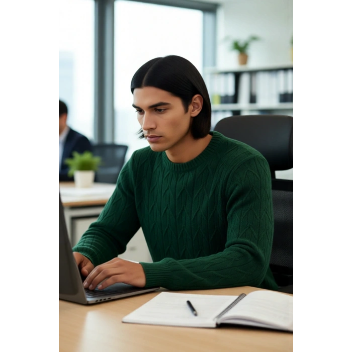 Erkek Regular Kalıp Bisiklet Yaka Dokulu Triko Kazak Soğuk Havalarda Sıcak Tutan Şıklık Kaliteli
