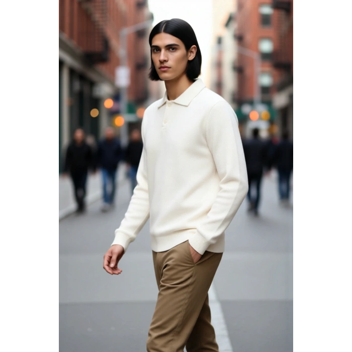 Erkek Regular Kalıp Dokulu Polo Yaka Triko Kazak Kış Sezonu İçin Şık Ve Rahat Giyim Alternatifi