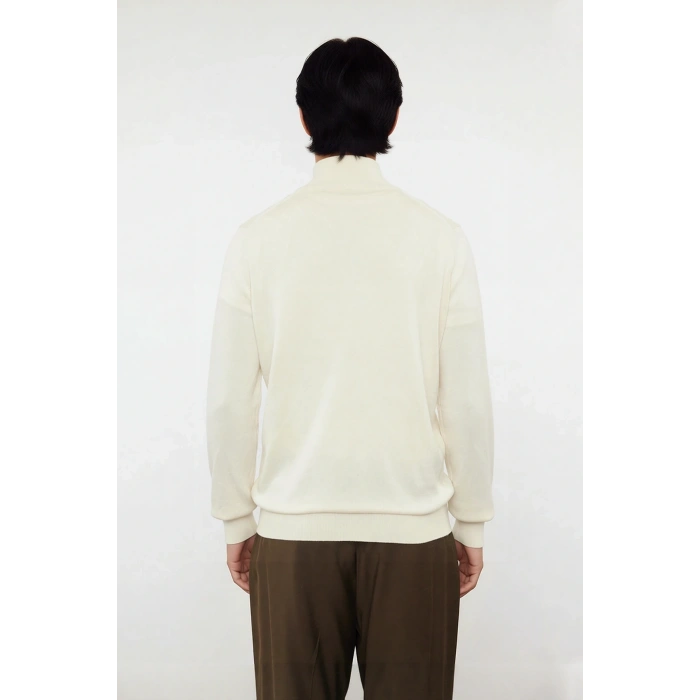 Erkek Regular Kalıp Fermuarlı Dik Yaka Triko Kazak Pamuk Akrilik Karışımı Düz Tasarım Günlük Şıklık