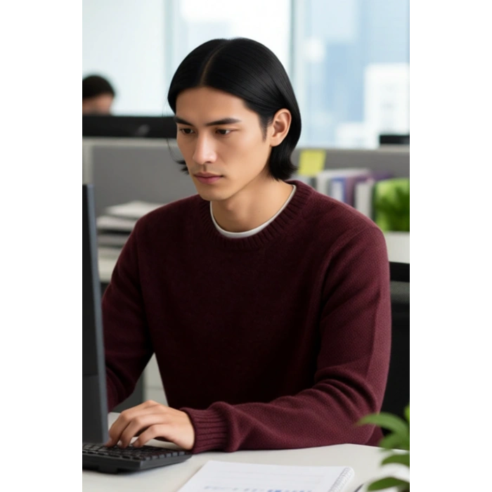 Erkek Regular Kalıp Yün Karışımlı Bisiklet Yaka Uzun Kollu Düz Triko Kazak Kış Günleri İçin İdeal