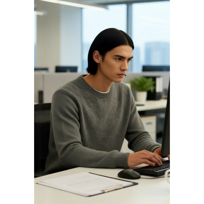 Erkek Regular Kalıp Yün Karışımlı Bisiklet Yaka Uzun Kollu Düz Triko Kazak Kış Günleri İçin İdeal