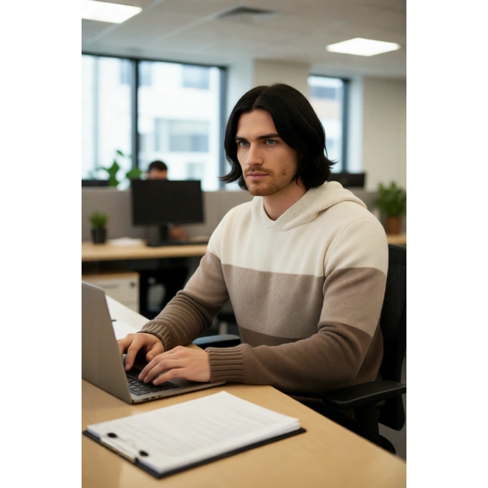 Erkek Regular Kesim Kapüşonlu Renk Bloklu Uzun Kollu Triko Kazak Soğuk Kış Günleri İçin İdeal