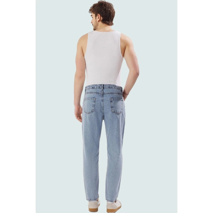 Erkek Relaxed Fit Denim Pantolon Pamuk Klasik Günlük Tarz Hafta Sonu Yaz Aylarının Vazgeçilmezi