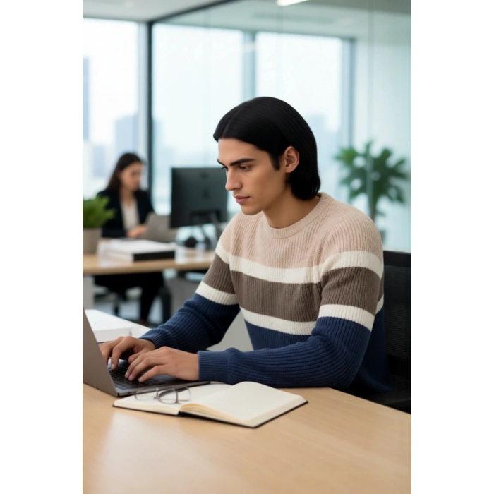 Erkek Selanik Dokuma Standart Kol Triko Kazak Kış Sezonu İçin Konforlu ve Şık Bir Tarz Sunar.
