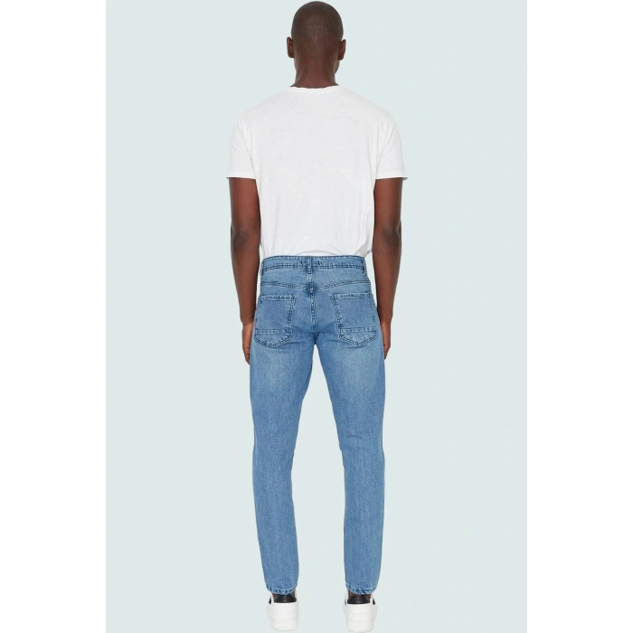 Erkek Slim Fit Dar Kesim Denim Kot Pantolon Yırtık Detaylı Casual Günlük Dayanıklı Malzeme