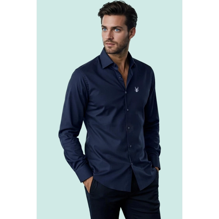 Erkek Slim Fit Kısa Kollu Gömlek Yaka Düz Desen Basic Siluet Rahat Günlük Kaliteli Malzeme