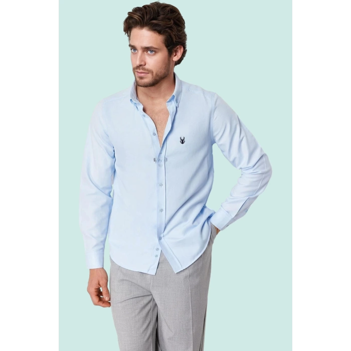 Erkek Slim Fit Kısa Kollu Gömlek Yaka Düz Desen Basic Siluet Rahat Günlük Kaliteli Malzeme