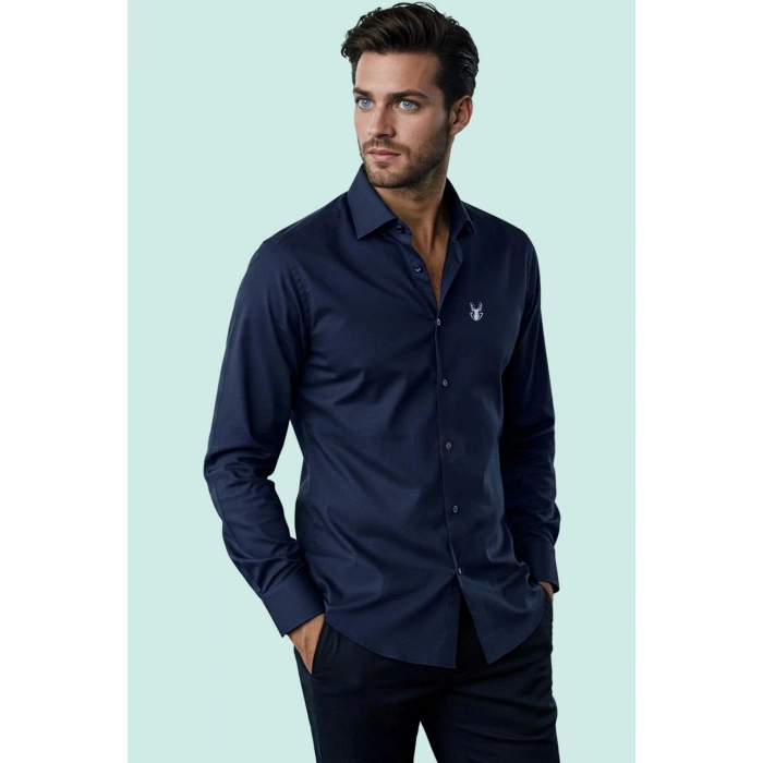 Erkek Slim Fit Kısa Kollu Gömlek Yaka Düz Desen Basic Siluet Rahat Günlük Kaliteli Malzeme