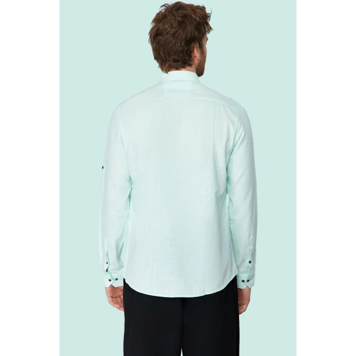 Erkek Slim Fit Uzun Kollu Gömlek Pamuklu Casual Günlük Hafta Sonu Yaz Aylarının Vazgeçilmezi