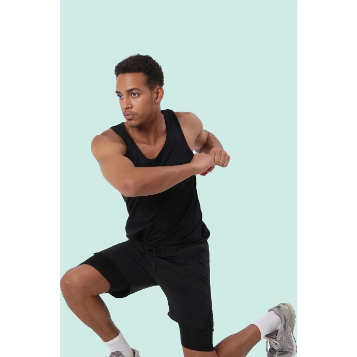Erkek Spor Kısa Şort Renk Normal Bel Straight Siluet Micro Dokuma Hızlı Kuruma Yaz Aylarının