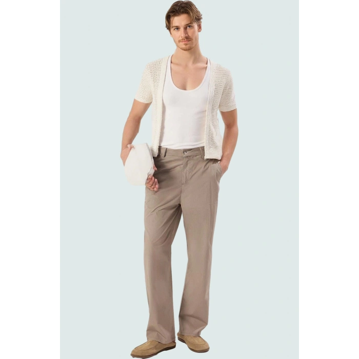 Erkek Straight Fit Boru Paça Pantolon Pamuklu Günlük Kullanım İçin Rahat Dayanıklı Malzeme