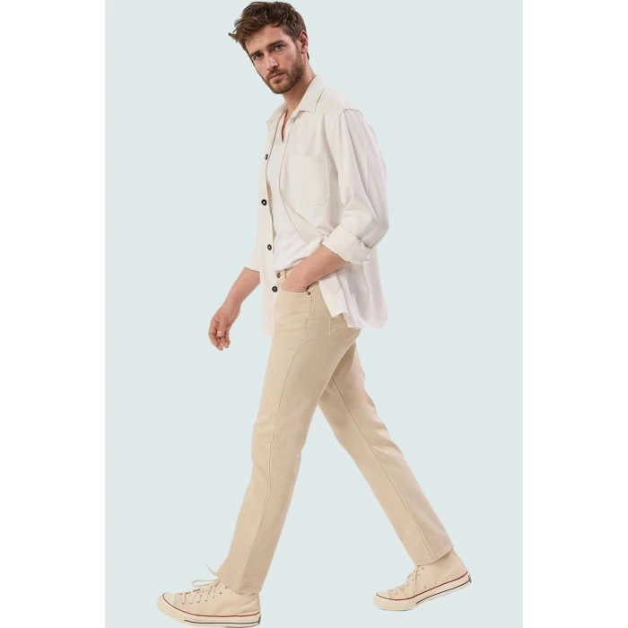Erkek Straight Fit Denim Pantolon Yüksek Bel Uzun Boy Pamuk Günlük Kullanım Modern Tasarım
