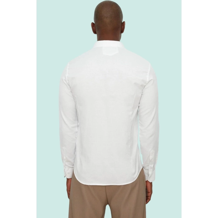 Erkek Super Slim Fit Gömlek Ottoman Dokuma Günlük Ve İş Hayatı Hafta Sonu Kaliteli Malzeme