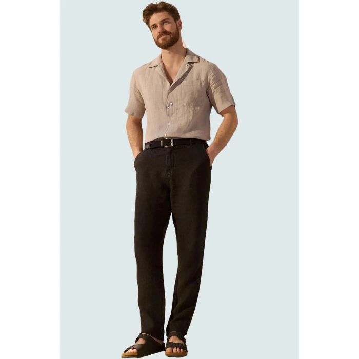 Erkek Uzun Boy Keten Dokuma Pantolon Normal Bel Straight Fit Yazlık Yaz Aylarının Vazgeçilmezi