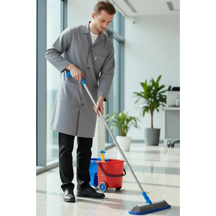 Erkek Uzun Kollu İş Önlüğü 75 Polyester OEKOTEX Vanessa Önlük Yaka Rahat