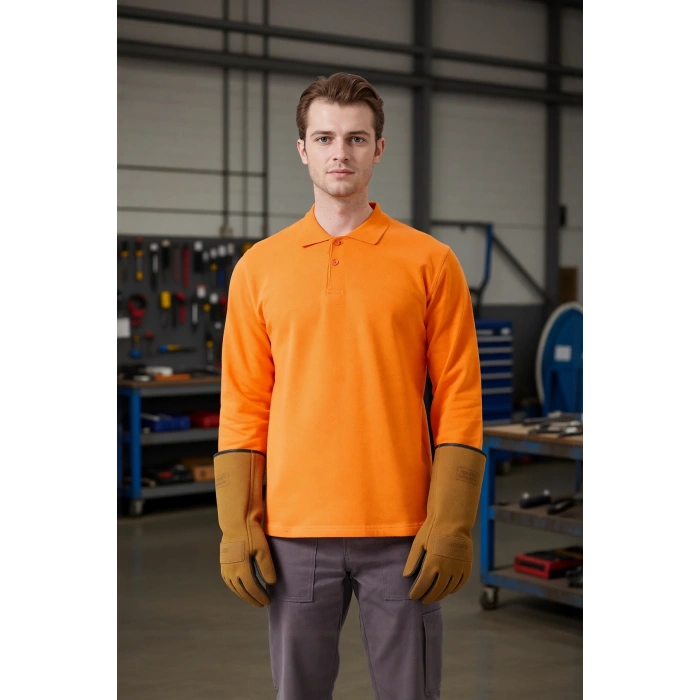 Erkek Uzun Kollu Polo Yaka Sweatshirt Pamuk Galanthus Sweat Pamuklu İş Günlük İçin