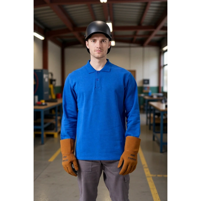 Erkek Uzun Kollu Polo Yaka Sweatshirt Pamuk Galanthus Sweat Pamuklu İş Günlük İçin