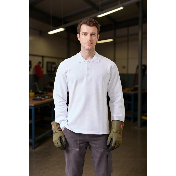 Erkek Uzun Kollu Polo Yaka Sweatshirt Pamuk Galanthus Sweat Pamuklu İş Günlük İçin