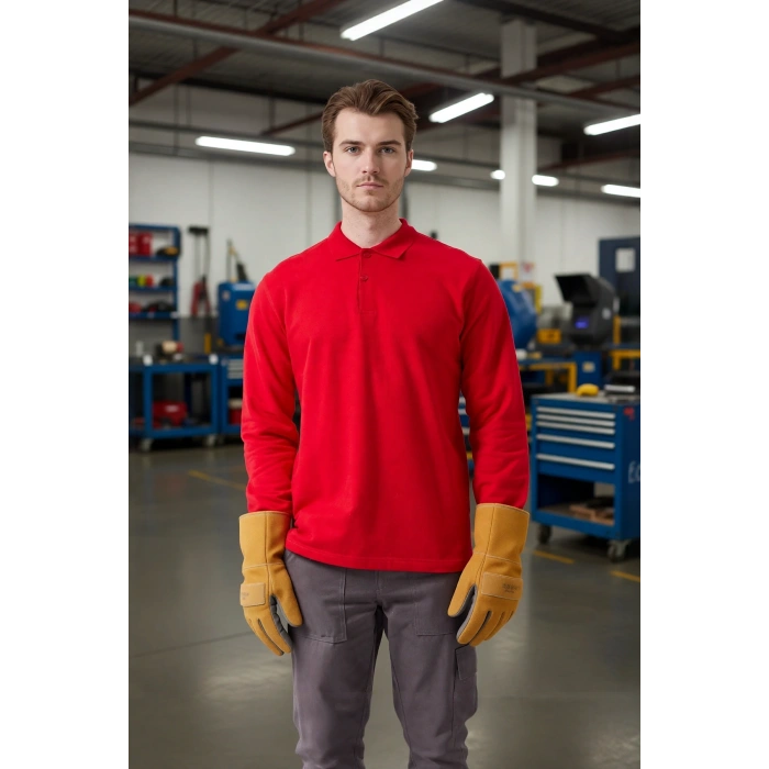 Erkek Uzun Kollu Polo Yaka Sweatshirt Pamuk Galanthus Sweat Pamuklu İş Günlük İçin