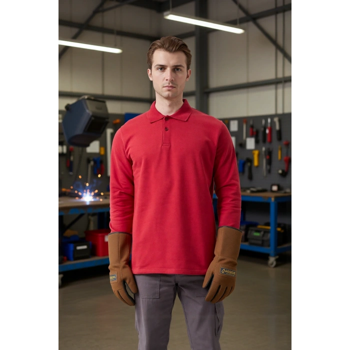 Erkek Uzun Kollu Polo Yaka Sweatshirt Pamuk Galanthus Sweat Pamuklu İş Günlük İçin