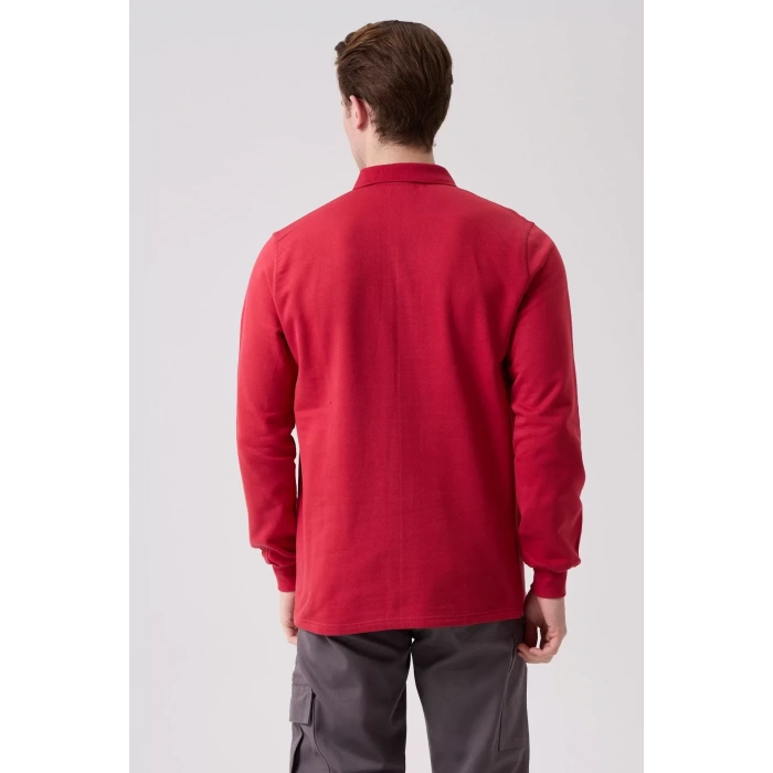 Erkek Uzun Kollu Polo Yaka Sweatshirt Pamuk Galanthus Sweat Pamuklu İş Günlük İçin