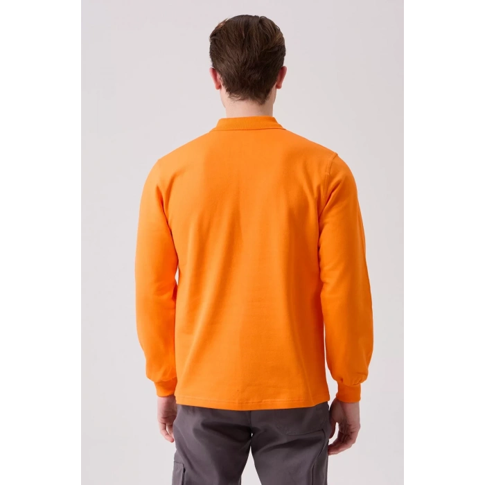 Erkek Uzun Kollu Polo Yaka Sweatshirt Pamuk Galanthus Sweat Pamuklu İş Günlük İçin