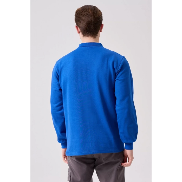 Erkek Uzun Kollu Polo Yaka Sweatshirt Pamuk Galanthus Sweat Pamuklu İş Günlük İçin