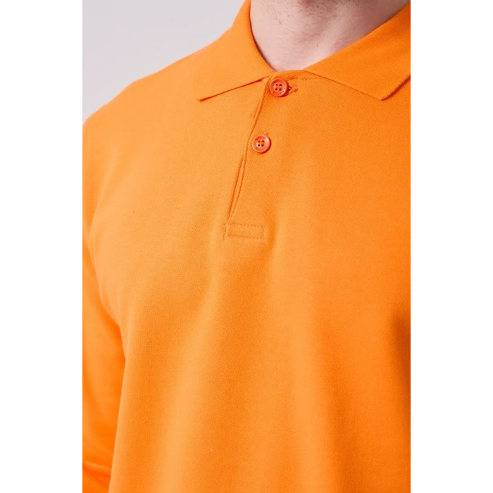 Erkek Uzun Kollu Polo Yaka Sweatshirt Pamuk Galanthus Sweat Pamuklu İş Günlük İçin