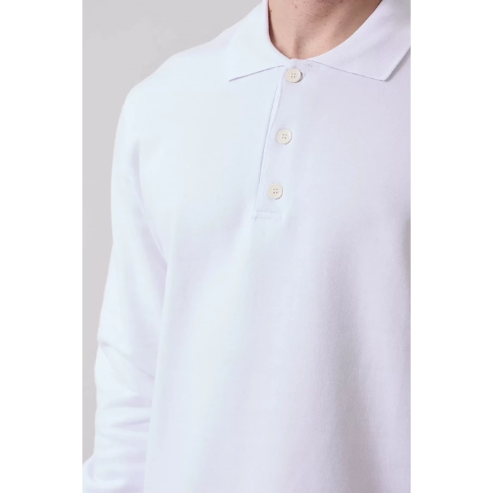 Erkek Uzun Kollu Polo Yaka Sweatshirt Pamuk Galanthus Sweat Pamuklu İş Günlük İçin