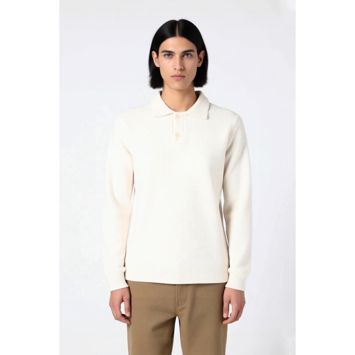 Erkek Uzun Kollu Regular Kesim Dokulu Triko Kazak Kışlık Polo Yaka Modern Ve Rahat Stil Kaliteli