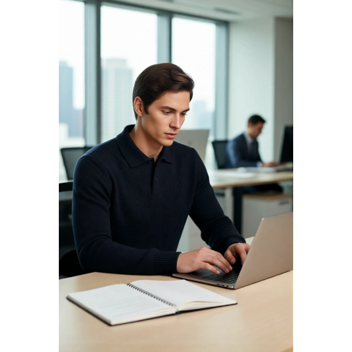 Erkek Uzun Kollu Regular Kesim Dokulu Triko Kazak Kışlık Polo Yaka Modern Ve Rahat Stil Kaliteli