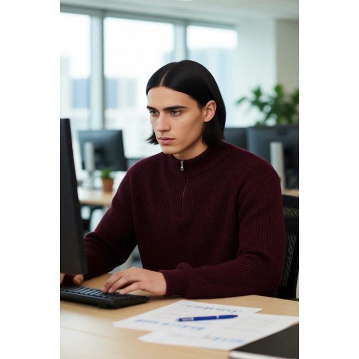 Erkeklerin Soğuk Havalar İçin İdeal Regular Kalıp Akrilik Düz Triko Fermuarlı Kazak Kaliteli