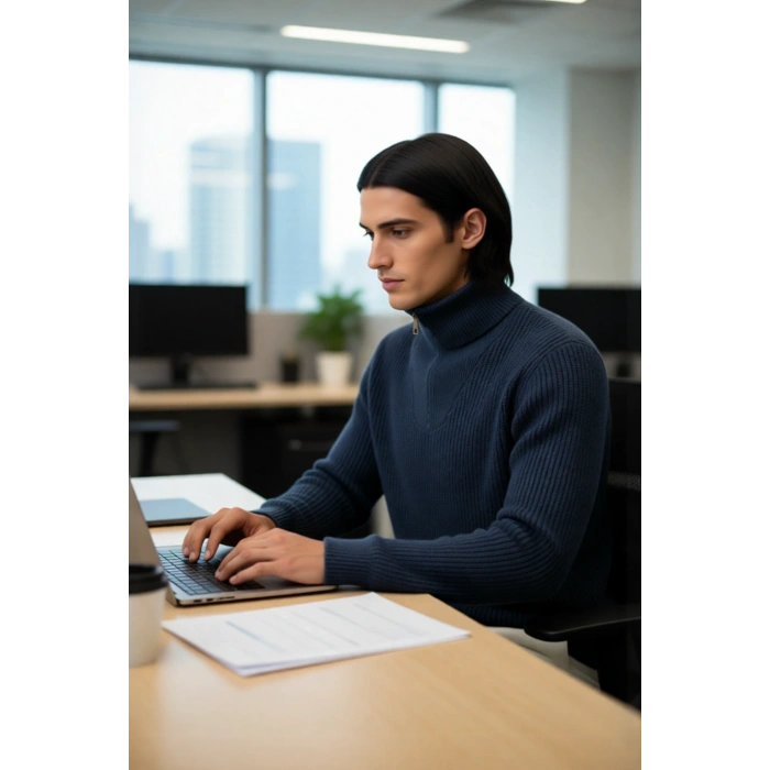 Erkeklerin Soğuk Havalarda Tercihi Regular Kalın Fermuarlı Dik Yaka Selanik Triko Kazak Modeli