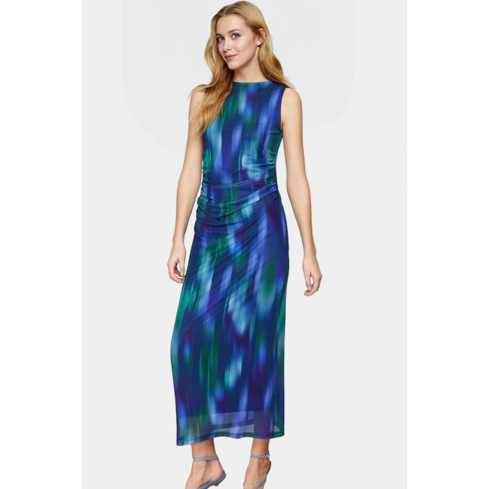 Esnek Örme Maxi Elbise Çiçek Desenli Astarlı Bodycon Özel Tasarım Premium Kalite Uzun Ömürlü