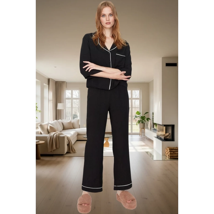 Ev Giyim Pijama Takımı Viskon Shally Dokuma Kışlık Modern Stil Özel Tasarım