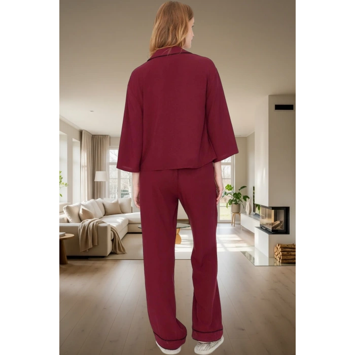 Ev Giyim Pijama Takımı Viskon Shally Dokuma Kışlık Modern Stil Özel Tasarım