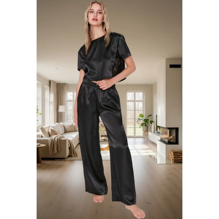 Evde Rahatlık İçin %100 Polyester Saten Pijama Takımı Özel Tasarım Modern Stil Yüksek Kalite