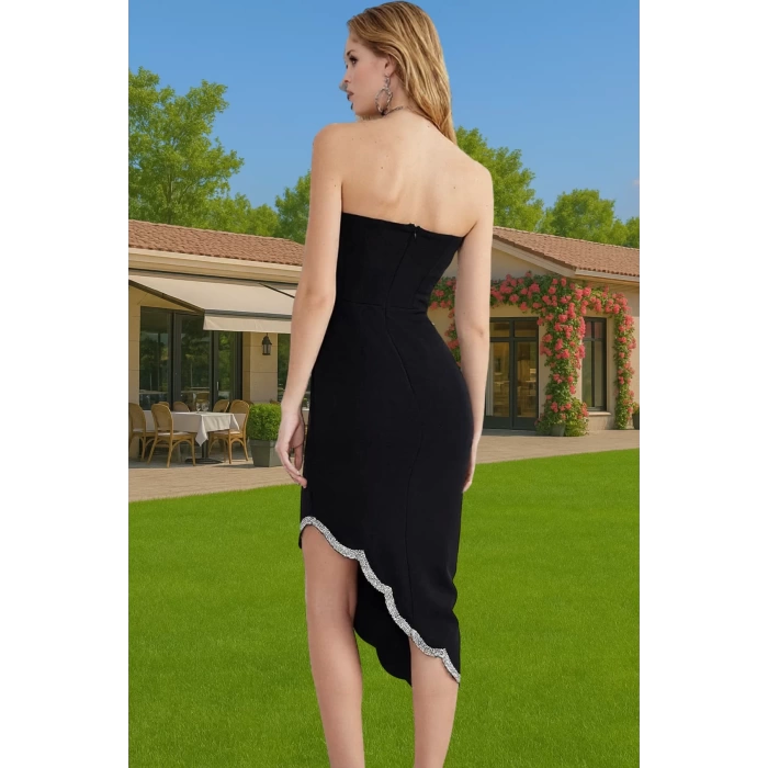 Feminen Midi Abiye Elbise Polyester Elastan Dokuma Mükemmel Uyum Zarifane Tasarım Dayanıklı Malzeme