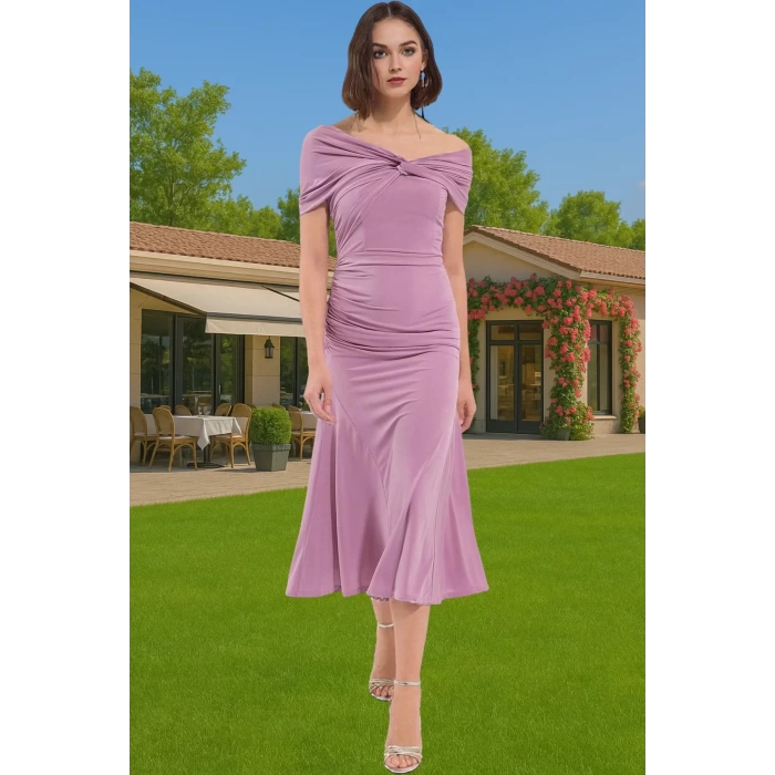 Feminen Midi Boy Polyester Örme Elbise Zarifane Tasarım Günlük Kullanım İçin Rahat Kullanım