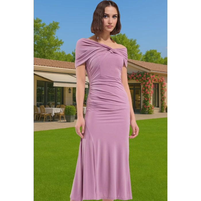 Feminen Midi Boy Polyester Örme Elbise Zarifane Tasarım Günlük Kullanım İçin Rahat Kullanım