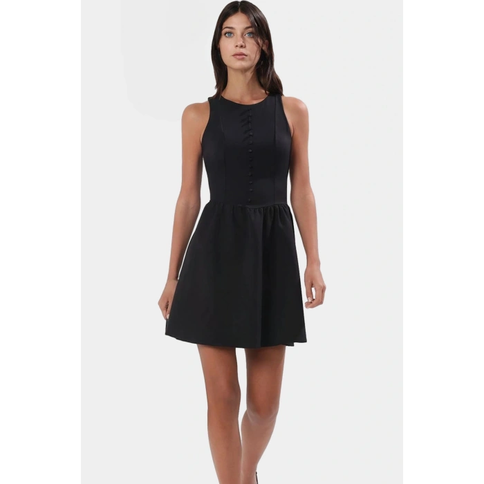 Feminen Mini Elbise 88% Polyester 12% Elastan Finike Dokuma Yazlık Zarifane Tasarım