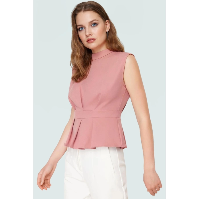 Fitted Bisiklet Yaka Bluz Nefes Alan Polyester Kumaştan İş Giysisi Rahat Ve Şık Modern Stil