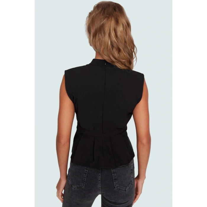 Fitted Bisiklet Yaka Bluz Nefes Alan Polyester Kumaştan İş Giysisi Rahat Ve Şık Modern Stil