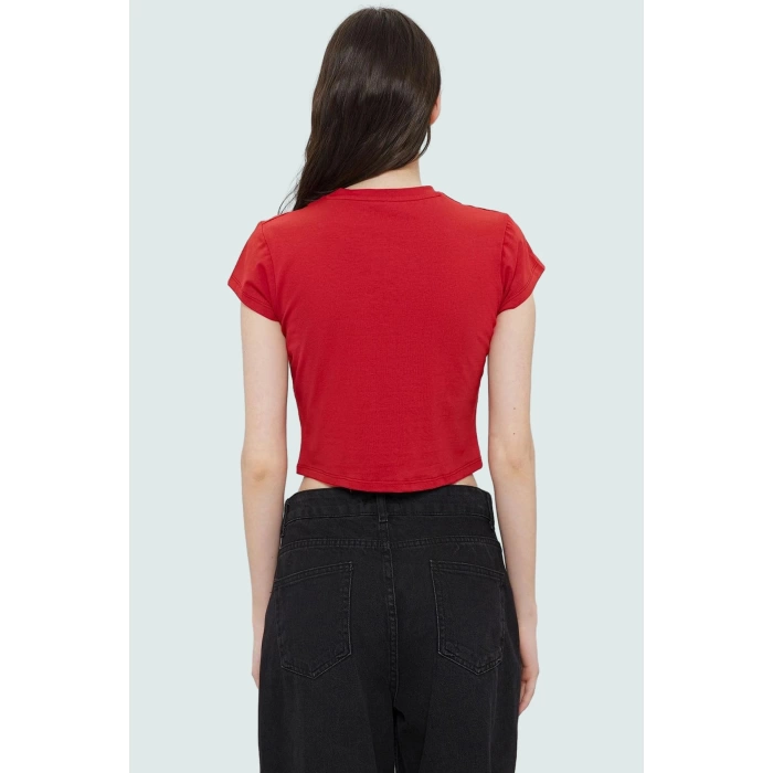 Fitted Bisiklet Yaka Kısa Kollu Likralı Penye Bluz Premium Kalite Kaliteli İşçilik