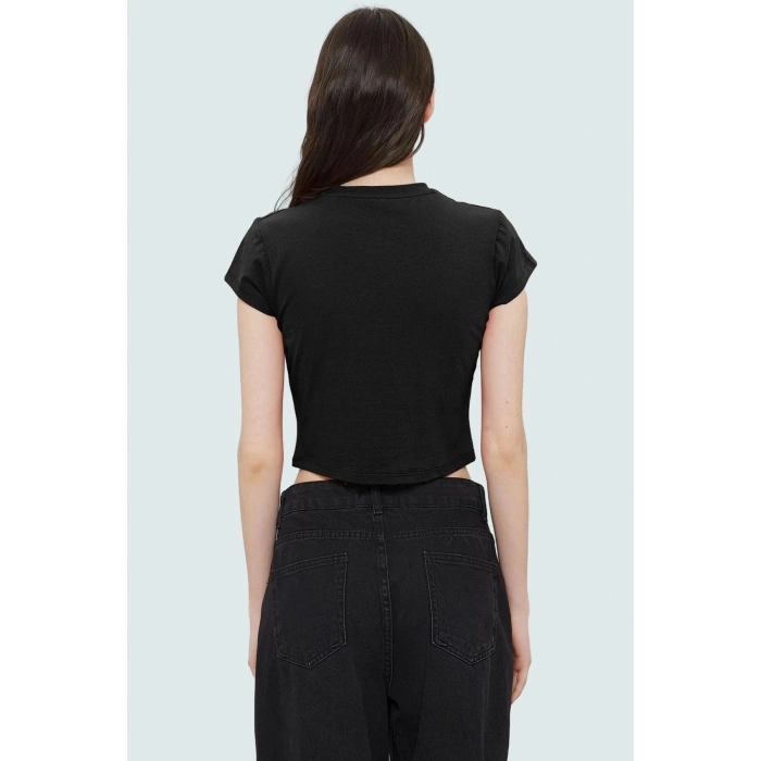 Fitted Bisiklet Yaka Kısa Kollu Likralı Penye Bluz Premium Kalite Kaliteli İşçilik