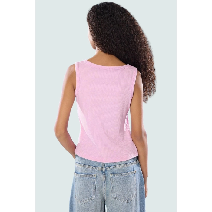 Fitted Crop Bluz Renk Poliviskon Kaşkorse V Yaka Yarım Pat Düğme Seçkin Malzeme