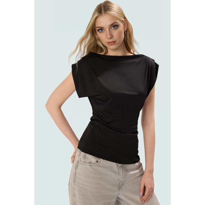 Fitted Kısa Kollu Örme Bluz Rahat Günlük Stil Zarifane Tasarım Konforlu Kesim