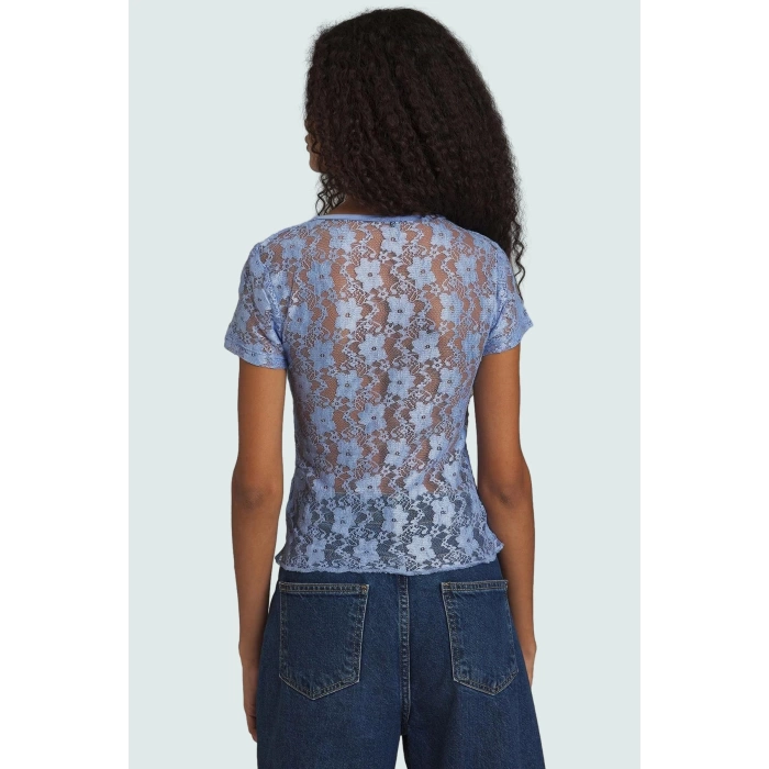 Fitted Örme Dantel Bluz V Yaka Düğmeli Yazlık Rahat Ve Şık Profesyonel Görünüm